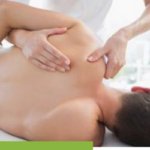 A man getting his back examined by an osteopath.